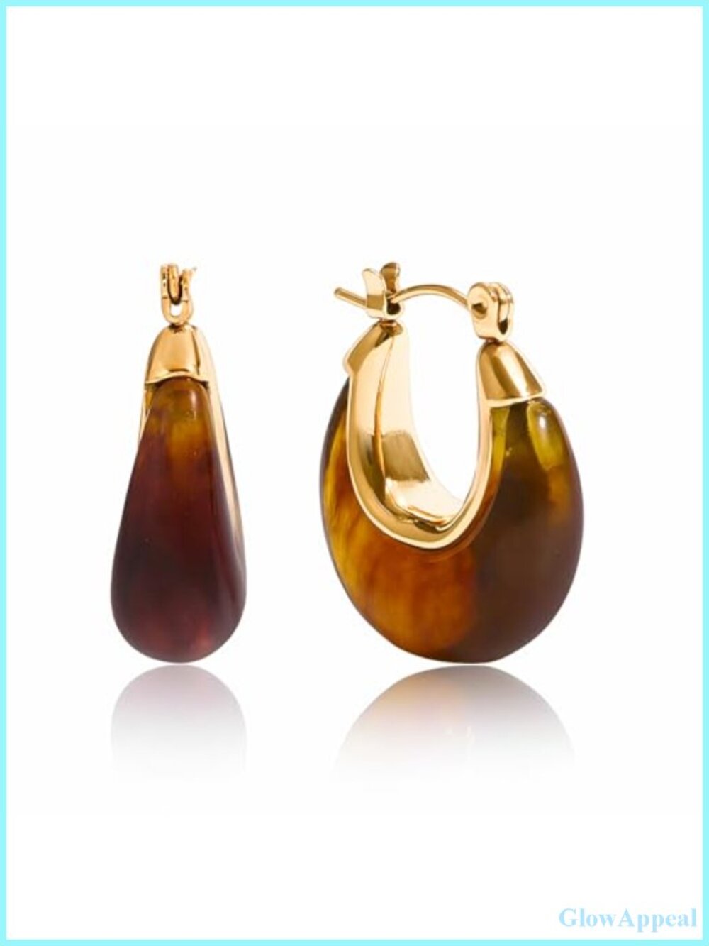 Chunky 14K Gold Plated Resin Hoop Earrings for Women, Hypoallergenic